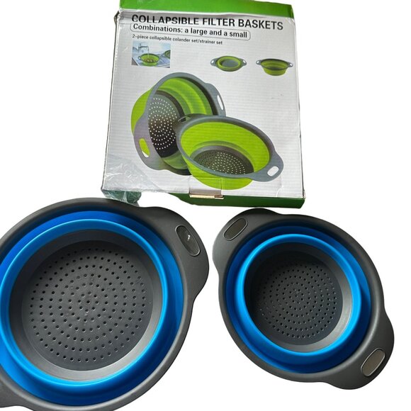 NEW IN BOX set of two collapsible large and small filter baskets colanders - Picture 3 of 3